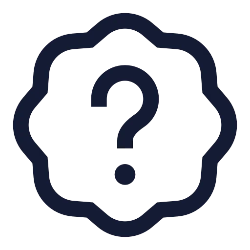 Badge Question Mark Icon in Stroke Sharp style