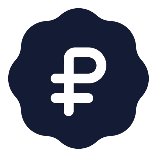 Badge Russian Ruble Icon in Solid Rounded style