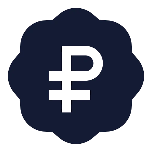 Badge Russian Ruble Icon in Solid Sharp style