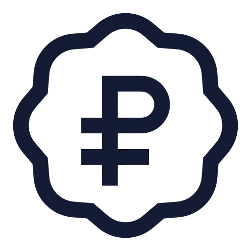 Badge Russian Ruble Icon in Stroke Sharp style