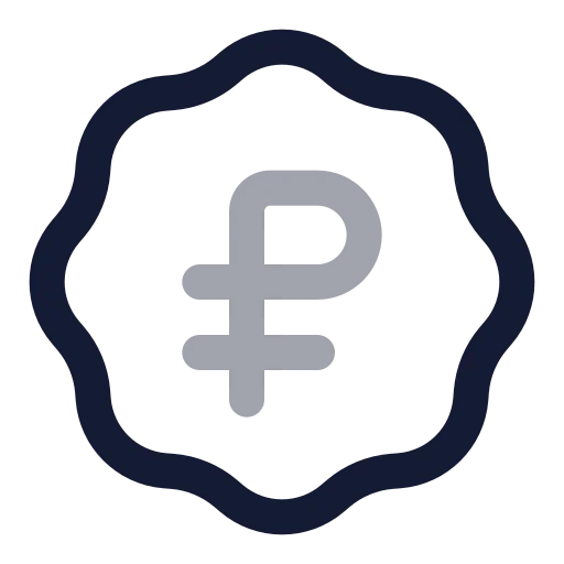 Badge Russian Ruble Icon in Twotone Rounded style