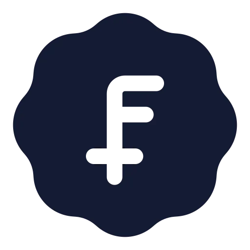 Badge Swiss Franc Icon in Solid Rounded style