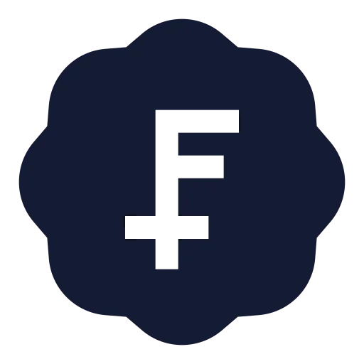 Badge Swiss Franc Icon in Solid Sharp style