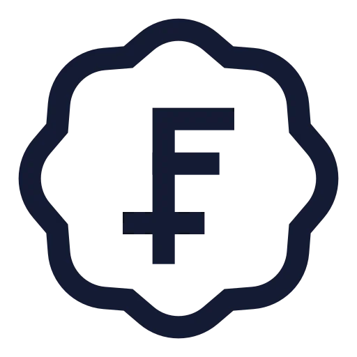 Badge Swiss Franc Icon in Stroke Sharp style