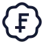 Badgeswissfranc icon with stroke sharp style