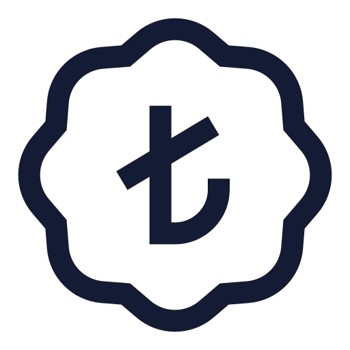 Badge Turkish Lira Icon in Stroke Sharp style