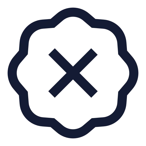 Badge X Icon in Stroke Sharp style