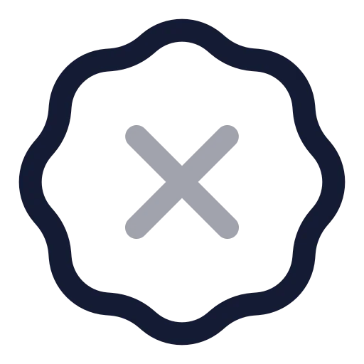 Badge X Icon in Twotone Rounded style