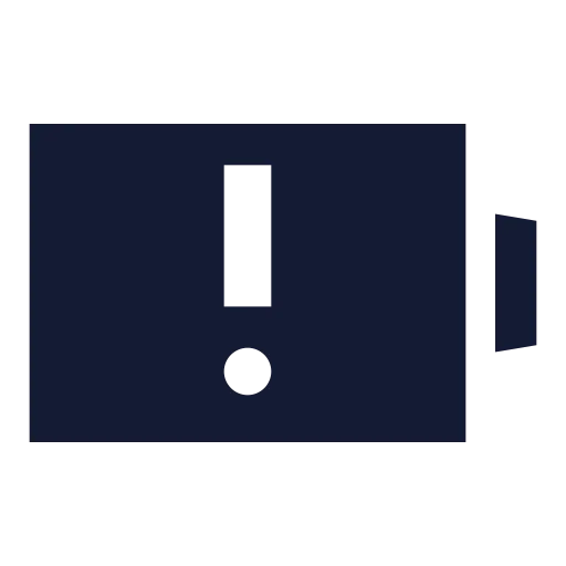 Battery Warning Icon in Solid Sharp style