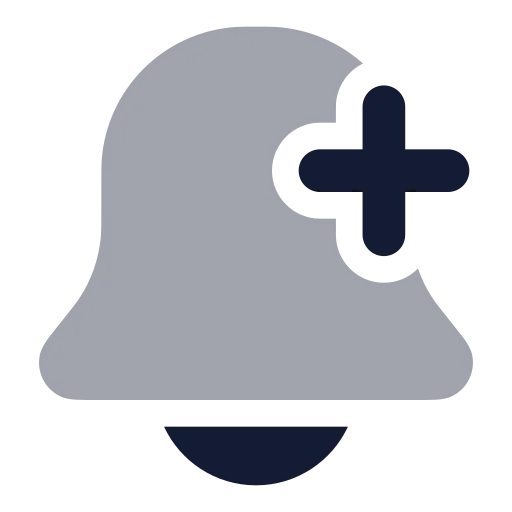 Bell Plus Icon in Bulk Rounded style