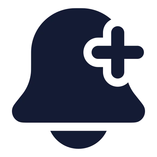 Bell Plus Icon in Solid Rounded style