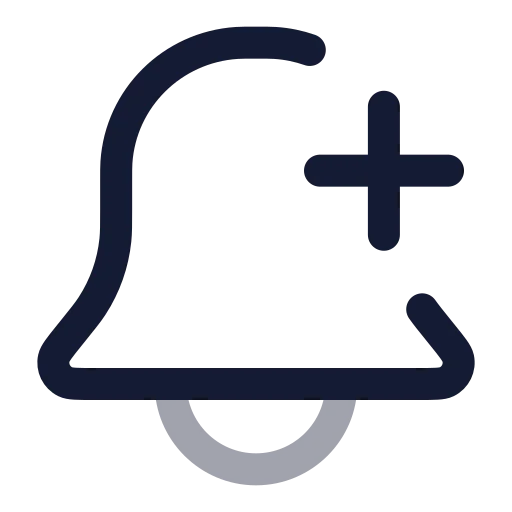 Bell Plus Icon in Twotone Rounded style