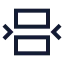Betweenhorizontalend icon with stroke sharp style