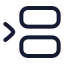Betweenhorizontalstart icon with stroke rounded style