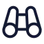 Binoculars icon with stroke sharp style