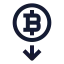 Bitcoindown icon with stroke sharp style