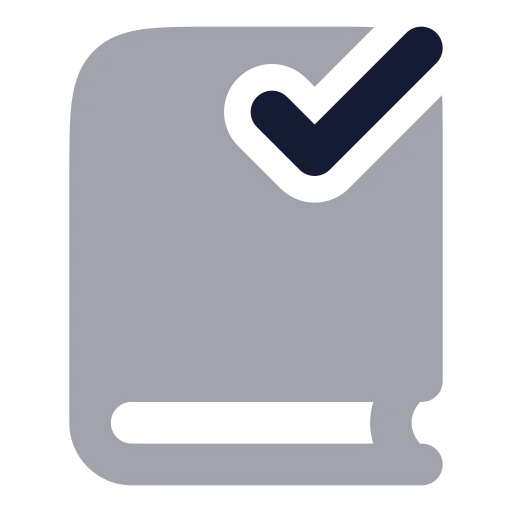 Book Check Icon in Bulk Rounded style