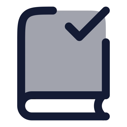 Book Check Icon in Duotone Rounded style
