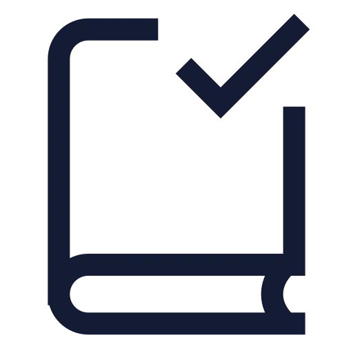 Book Check Icon in Stroke Sharp style