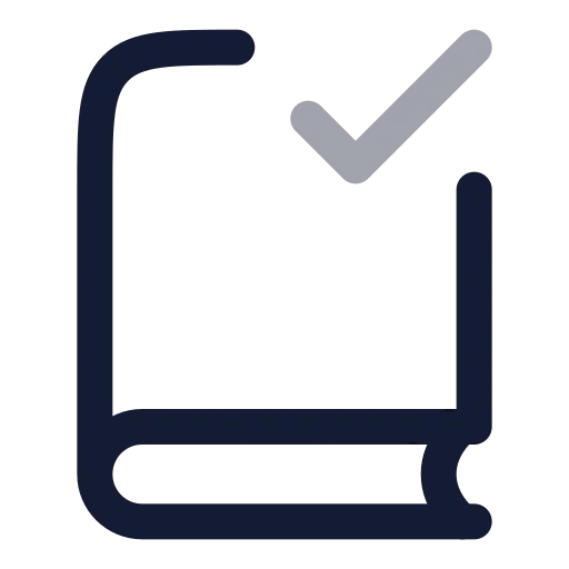 Book Check Icon in Twotone Rounded style