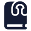 Bookheadphones icon with solid rounded style