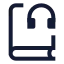 Bookheadphones icon with stroke sharp style