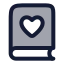 Bookheart icon with duotone rounded style