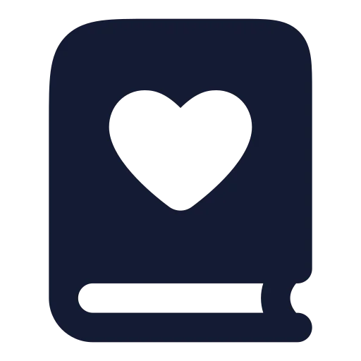 Book Heart Icon in Solid Rounded style