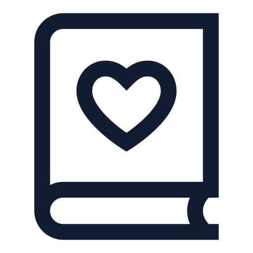 Book Heart Icon in Stroke Sharp style