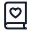Bookheart icon with stroke sharp style