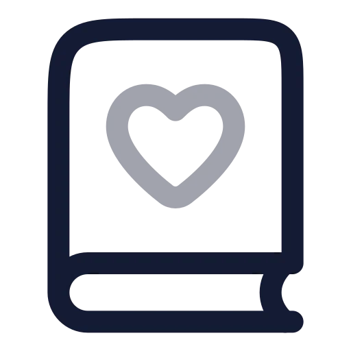 Book Heart Icon in Twotone Rounded style