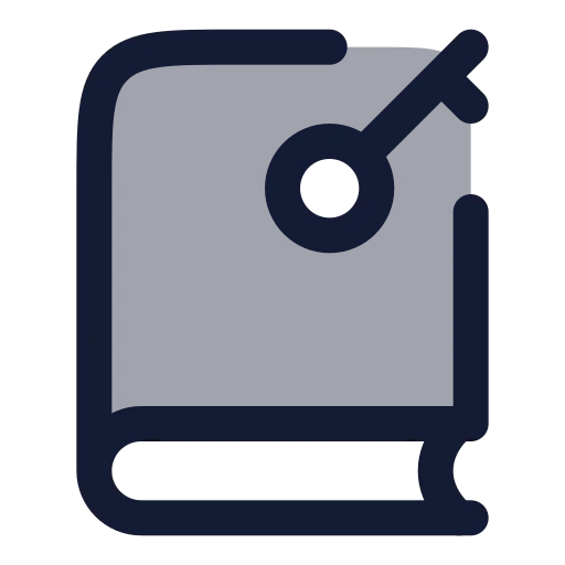 Book Key Icon in Duotone Rounded style