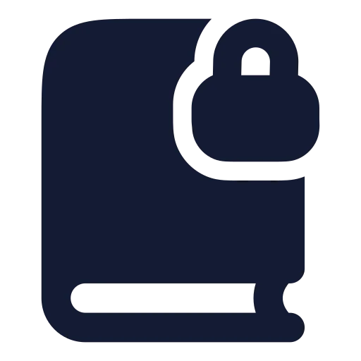 Book Lock Icon in Solid Rounded style