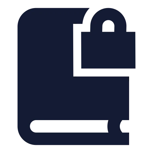 Book Lock Icon in Solid Sharp style