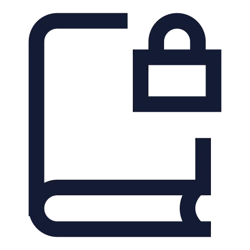 Book Lock Icon in Stroke Sharp style