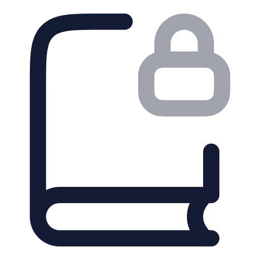 Book Lock Icon in Twotone Rounded style