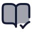 Bookopencheck icon with duotone rounded style