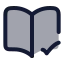 Bookopencheck icon with duotone rounded style