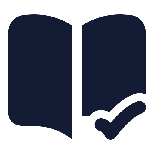 Book Open Check Icon in Solid Rounded style