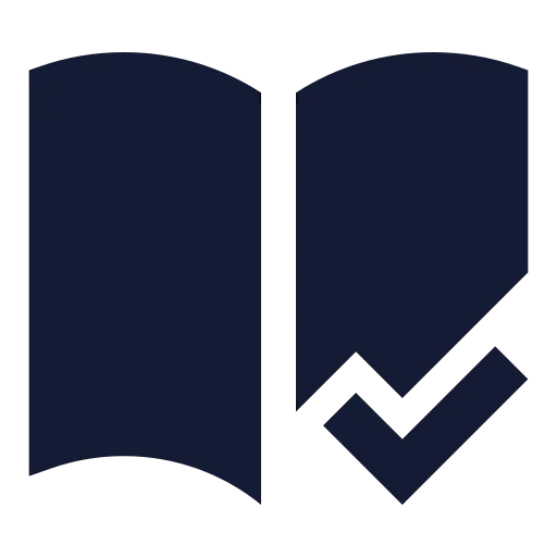Book Open Check Icon in Solid Sharp style