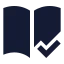 Bookopencheck icon with solid sharp style