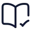 Bookopencheck icon with stroke rounded style