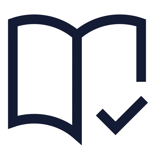 Book Open Check Icon in Stroke Sharp style