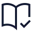 Bookopencheck icon with stroke sharp style
