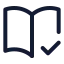 Bookopencheck icon with stroke standard style