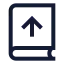 Bookupload icon with stroke sharp style
