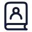 Bookuser icon with stroke rounded style