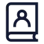 Bookuser icon with stroke sharp style