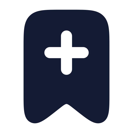 Bookmark Plus Icon in Solid Rounded style