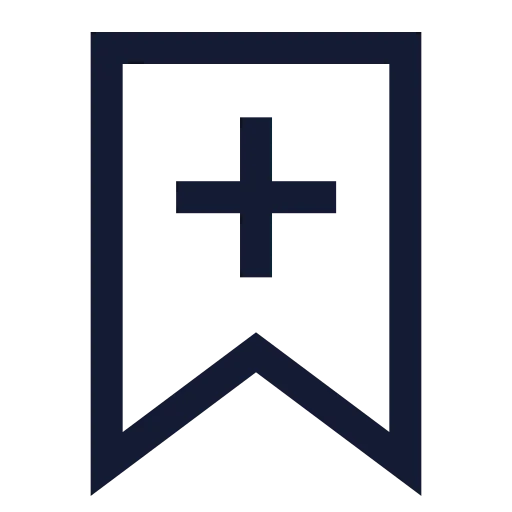 Bookmark Plus Icon in Stroke Sharp style